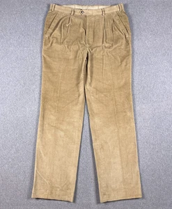VTG Yves Saint Laurent Pants Mens 36 (Fit 34x34) Tan Corduroy Pleated Designer - Picture 1 of 15