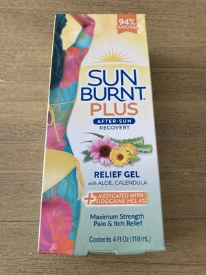Sun Burnt Plus 4 Oz Sun Burn Relief Gel  Aloe & Calendula Exp: 11-2027 NEW - Image 1 of 4