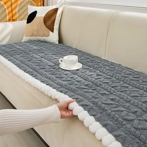 Plush Sofa Cover Non-slip Sofa Mat Warm Soft Couch Blanket 2-5 Seater Protection - Picture 1 of 19
