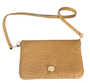 Straußenleder Tasche Clutch wandelbar Schulter Crossbody abnehmbarer Riemen - Bild 1 von 6