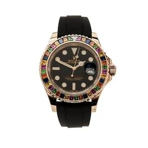 Rolex Yacht-Master 116695SATS Rose Gold Black Dial Rainbow Bezel - Picture 1 of 5