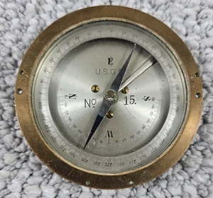 Antique Vintage Brass USGS US Geological Surveying Compass No. 15 Works 3" Long - Picture 1 of 5