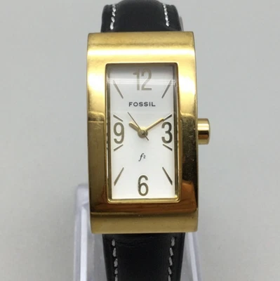 Reloj Fossil F2 Tank Mujer ES-9279 20mm Tono Dorado Cuero Negro Batería Nueva Foto 1 de 4