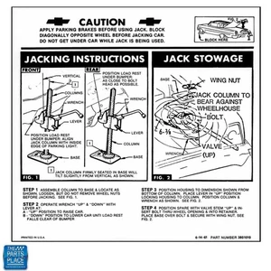1962 Impala Convertible Jack Stowage & Jacking Instructions DC0773 3801010 - Picture 1 of 1