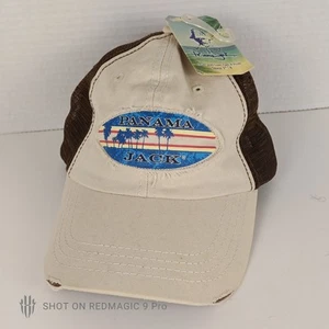 Panama Jack Adjustable Cap New With Tag Brown Mesh Back Distressed Beige Front - Bild 1 von 15