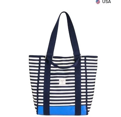 Bolso de nailon a rayas azul marino Nautica nuevo sin etiquetas Foto 1 de 4