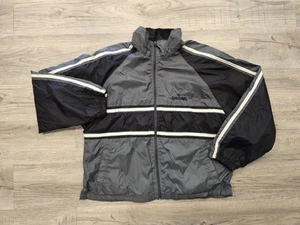 Vintage Spalding Jacket Men Large Black Gray Full Zip Lined Windbreaker Athletic - Picture 1 of 17