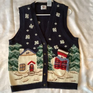 Nussknacker Cottagecore Weihnachten Pullover Weste Damen Gr. Large bestickt Vintage - Bild 1 von 16