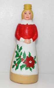 MRS BUTTERWORTH'S HAND PAINTED VINTAGE FOLK ART SYRUP BOTTLE POINSETTIA & HOLY - Picture 1 of 6