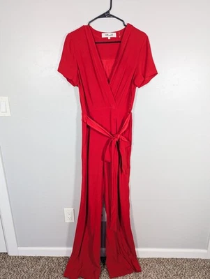 Diane von Furstenberg Women Jumpsuit 2 Red Minimalist Chic Designer Career - Image 1 of 4