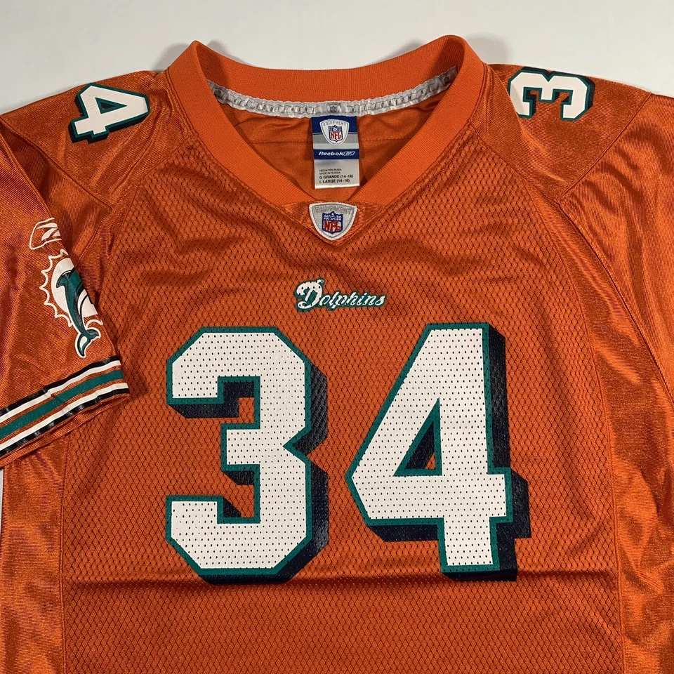 Винтажная футболка Reebok Miami Dolphins Ricky Williams оранжевая альтернативная молодежная большая - Изображение 1 из 4