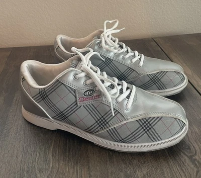 Dexter Ana Women's Slide-Rite Bowling Shoes 8.5 M ~ Gray Pink Plaid | B4257-5 - Image 1 of 4