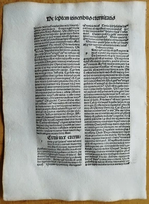 Original Incunable Leaf Bonaventura Opuscula Strasbourg Husner (B) - 1495 - Image 1 of 3