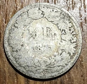 PIECE DE 1/2 FRANC SUISSE USEE 1875 B ARGENT (209) RARE !!! - Bild 1 von 2
