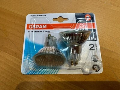 2x OSRAM HALOGEN HALOPAR 16 STAR ALU 50W FLOOD 35°64824 FL GU10 230V DIMMBAR - Bild 1 von 2