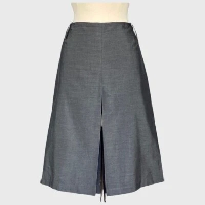 Falda Lida Baday para mujer gris línea A seda mezcla algodón aberturas delanteras traseras talla 10 Foto 1 de 4