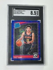 2018-19 Trae Young Panini Donruss Optic Blue Velocity Rookie RC Sgc 8.5🔥🔥