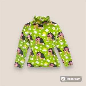 🥝🌸 Nooworks green abstract art long sleeve turtleneck top Size Medium - Picture 1 of 8