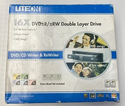 LiteON External DVD+R +RW Drive SHW-1635SX05C 8.5 GB NOS Open Box 2005 - Image 1 of 4