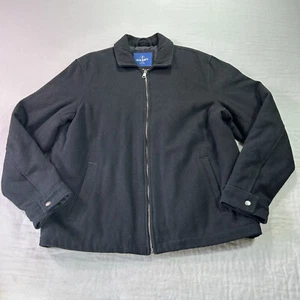 Old Navy Jacket Mens Large Black Wool Blend Full Zip Bomber Insulated Harrington - Picture 1 of 9
