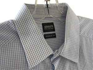 ARMANI COLLEZIONI Men's Blue & White Checked Dress Shirt Size 16-34/35" (EU 41) - Picture 1 of 7