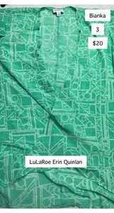 LuLaRoe size 3 Bianka mint white geometric EUC - Picture 1 of 2
