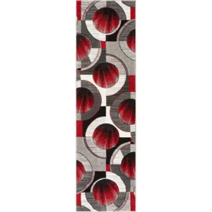 Ruby Yolo 2 Ft. X 7 Ft. Runner Modern Geometric Shapes Red Grey Runner Rug - Picture 1 of 12