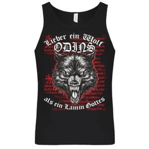 Canotta uomo maglietta muscolare Meglio un lupo Odino che agnello dio Fenris vichingo - Foto 1 di 3