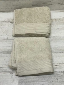 Hudson Park Long Loop Egyptian Cotton (2) Hand Towels Natural Set of 2  New - Picture 1 of 6