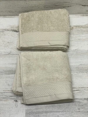 Hudson Park Long Loop Egyptian Cotton (2) Hand Towels Natural Set of 2  New - Image 1 of 4