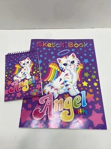 Vtg Lisa Frank Small Spiral Notebook (39pgs) and Sketch Book (23pg) Angel Kitty - Picture 1 of 9