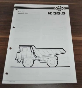1989 O&K K 35.5 Muldenkipper Dump Truck Mining Specification Brochure Prospekt - Picture 1 of 3