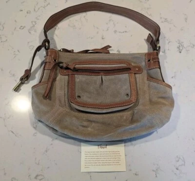 Bolso de Hombro Hobo Fossil Metálico Gamuza Cuero Cartera Sin Usar Foto 1 de 4