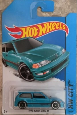 Honda Civic EF 2014 Hot Wheels (1) 1990 verde azulado muy buen estado buena tarjeta Foto 1 de 4