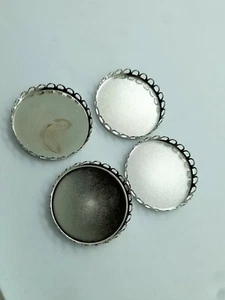 4 large round cabochon settings silver crown 35mm (z15-160) - Picture 1 of 4