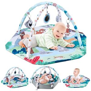 6-in-1 Baby Play Gym Mat, Tummy Time Activity Mat, with 6 Detachable Toys