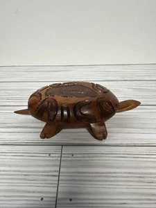 Holz handgeschnitzte Schildkröte Schmuckschatulle mit Deckel - 6" lang - Bild 1 von 6