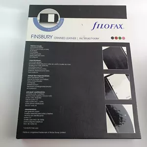 Filofax A4 Finsbury Trifold Grained Leather Green Organiser with Lined Paper New - Picture 1 of 9