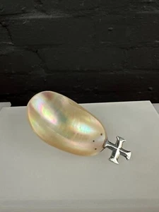 Sterling Silber und Perlmutt Kirchenschale Paten 1944 London W&Co - Bild 1 von 10