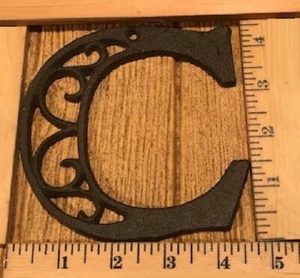 Letter "C" Ornate Cast Iron Filigree 4 5/8"tall by 4 1/2"wide Rustic 0557-C - Picture 1 of 24