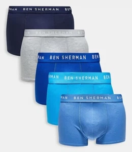 🔥BEN SHERMAN MENS BOXER TRUNKS 5PK BOXERS BLACK MULTI ELASTICATED WAIST S SMALL - Picture 1 of 2