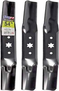 Maxpower 561557B; 3 Blade Set for Craftsman, MTD, Troy Bilt Mowers w/54" Cut - Picture 1 of 4