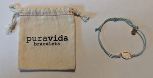 Pura Vida Aqua/Blue Strands Cream Opal Stone Rose Gold Bracelet Plus Canvas Bag - Picture 1 of 2