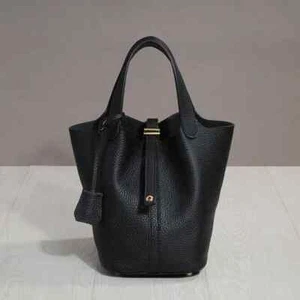 Genuine Cow Leather Lunch Bag Bag Food Basket Amazon Picnic Handbag Top-handle - Picture 1 of 36