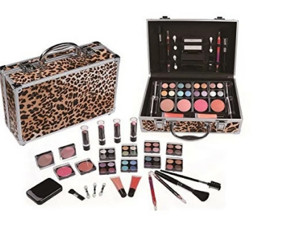 CAMEO LEOPARD EYESHADOW LIP FACE MAKEUP CARRY ALL COSMETIC TRAIN CASE KIT - Image 1 of 1