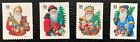 2001 #3537a-40a, 34¢, SANTA CLAUS - CHRISTMAS - MNH - Set of 4 - Small Date