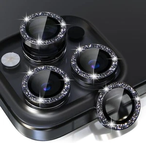 For iPhone 16 15 14Pro Max Bling Glitter HD Tempered Glass Camera Lens Protector - Picture 1 of 45