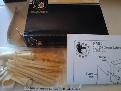 GERMAN LUFTWAFFE BOMBS SC1000 & SLEDS 1/48 SCALE KMC ACCESSORIES RESIN+PHOTOETCH - Immagine 1 di 2