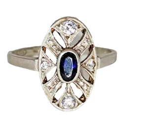 Silberring Größe 55 Sterlingsilber Saphir und funkelnde Zirkone 0,42 ct gepunzt - Bild 1 von 15