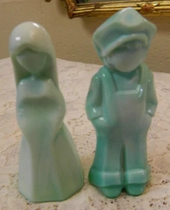 Mosser Teal Winter Green Slag Glass Jenny Josh Figurines 4.5” = Glow! - Picture 1 of 5